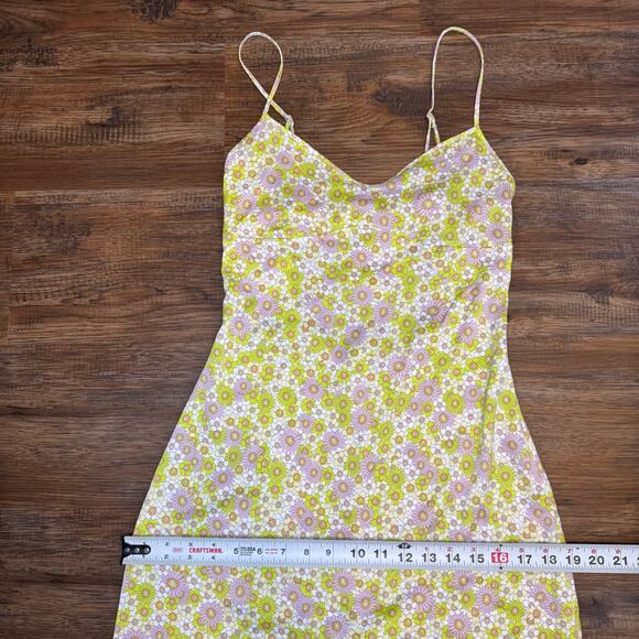 NWT Zara slip dress floral retro 60s 70s hippie spaghetti strap size SMALL *flaw - Picture 7 of 14